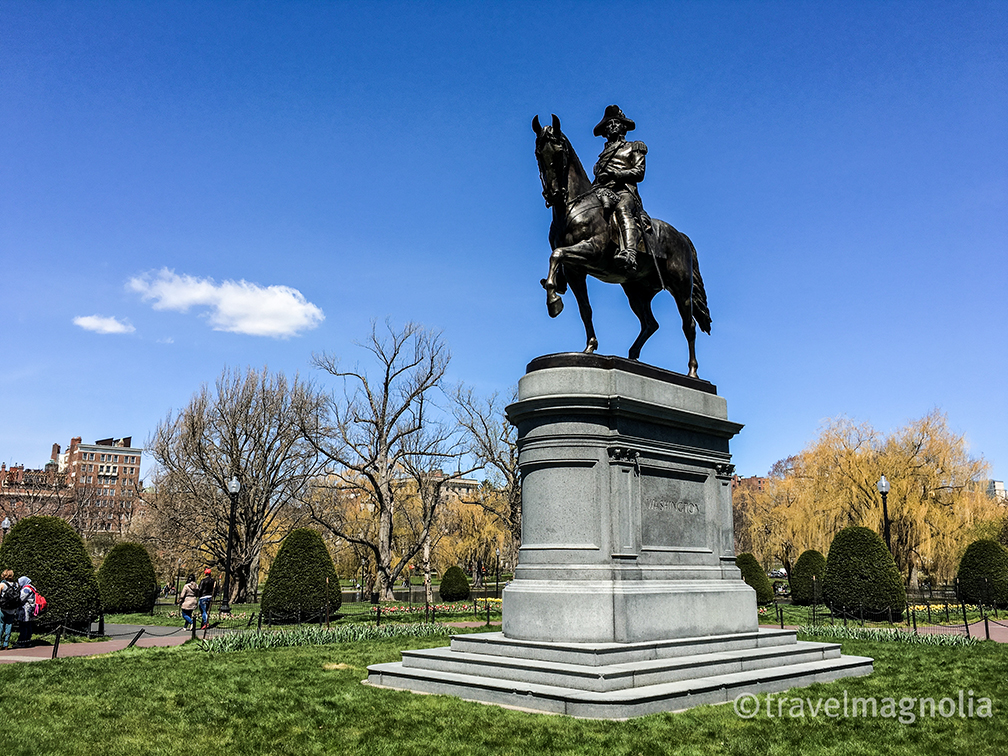 George Washington's Statue at the entrance to Boston's Public Garden